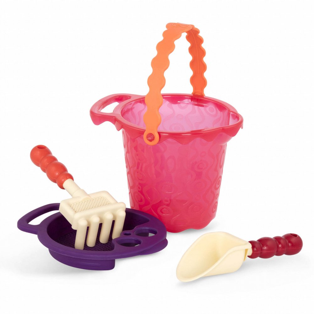 Galeata rosie cu 9 jucarii de nisip B.Toys - imagine 2