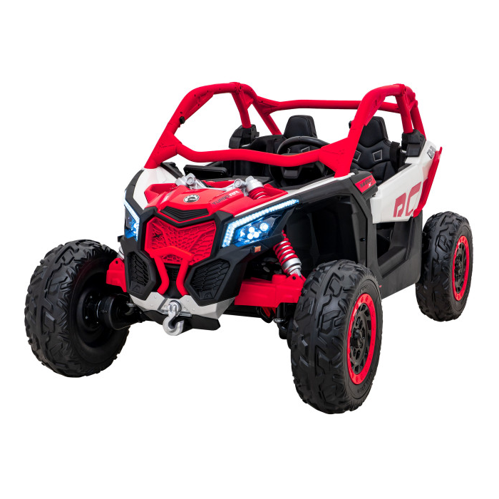 UTV electric pentru copii cu 2 locuri Can-Am Maverick Turbo RR 24V 800W 4x4 (CA001) Rosu - Autokids.ro