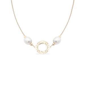 Colier la baza gatului PERSIAN NIGHTS cu perle veritabile de cultura - aur 14K - Roz