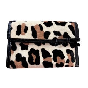 Portofel dama  piele naturala - model vintage - animal print - maro - 15x11x2.5cm