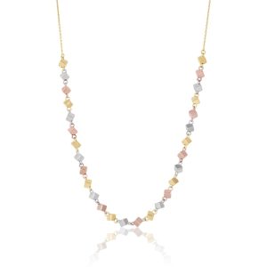 Colier din Aur Galben de 18 k cu Lant Diamantat si Cuburi Multicolore Albe - Roz - Galbene -  3.77g