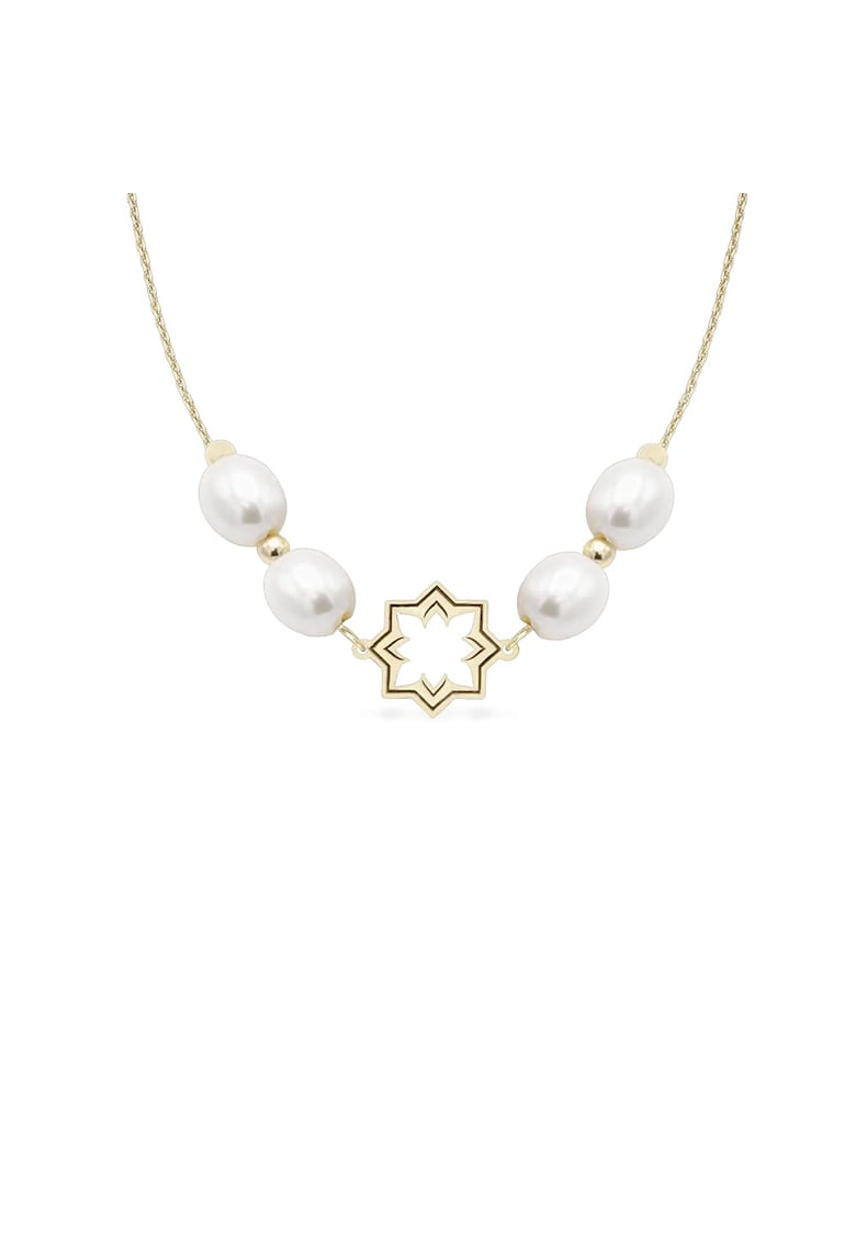 Colier la baza gatului cu perle veritabile de cultura PEARL OF SAMARKAND - aur 14K - Galben