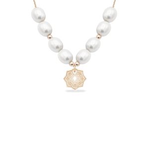 Colier cu perle veritabile de cultura SILK DOME - aur 14K - Roz
