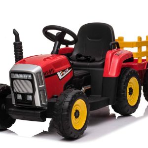 Tractor electric pentru copii cu remorca Workers Truck (MX-611) Rosu - Autokids.ro