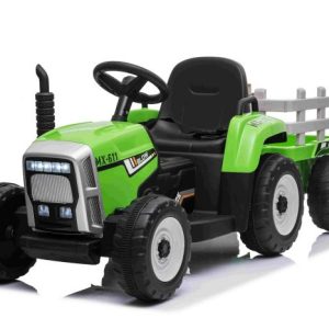 Tractor electric pentru copii cu remorca Workers Truck (MX-611) Verde - Autokids.ro