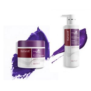 Set Profesional Karseell: Mască Tratament & Șampon Mov Violet – Neutralizează Tonurile Galbene și Portocalii