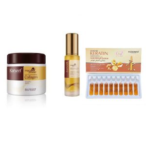 Set Super Reparare Păr Karseell – Mască Tratament cu Colagen 500ml + Ulei Premium cu Argan 50ml + 10 Fiole Intensive cu Keratină