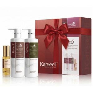 Cutie Set Profesional Karseell AMBALAT CU FUNDITA – Ulei de Păr + Șampon + Balsam – Hidratare