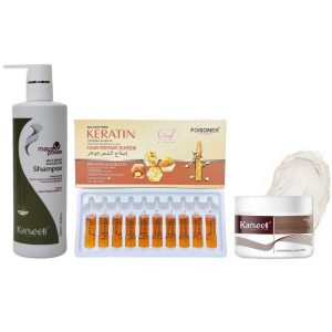 Set Îngrijire Completă pentru Bărbați Karseell – Șampon Anti-Cădere 500ml + Ulei Premium de Reparare a Părului 10 x Fiole + Ceară de Păr pentru Fixare și Strălucire 100g