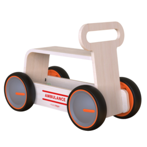 Jucarie din lemn 3 in 1 Ambulanta DriveMe Wood: masinuta ride-on