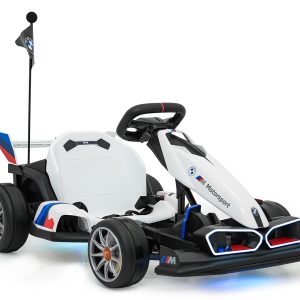 Kart electric pentru copii BMW Drift 24V 400W cu viteza maxima 13 km/h (0978) Alb - Autokids.ro