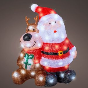 Decoratiune luminoasa de exterior Santa and Reindeer