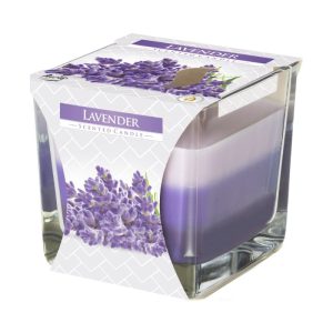 Lumanare Parfumata in Pahar in Trei Culori Lavanda
