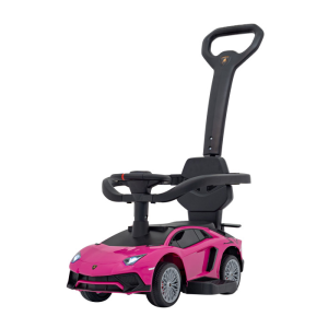 Masinuta de impins cu maner parental Lamborghini Aventador (8810) Roz - Autokids.ro
