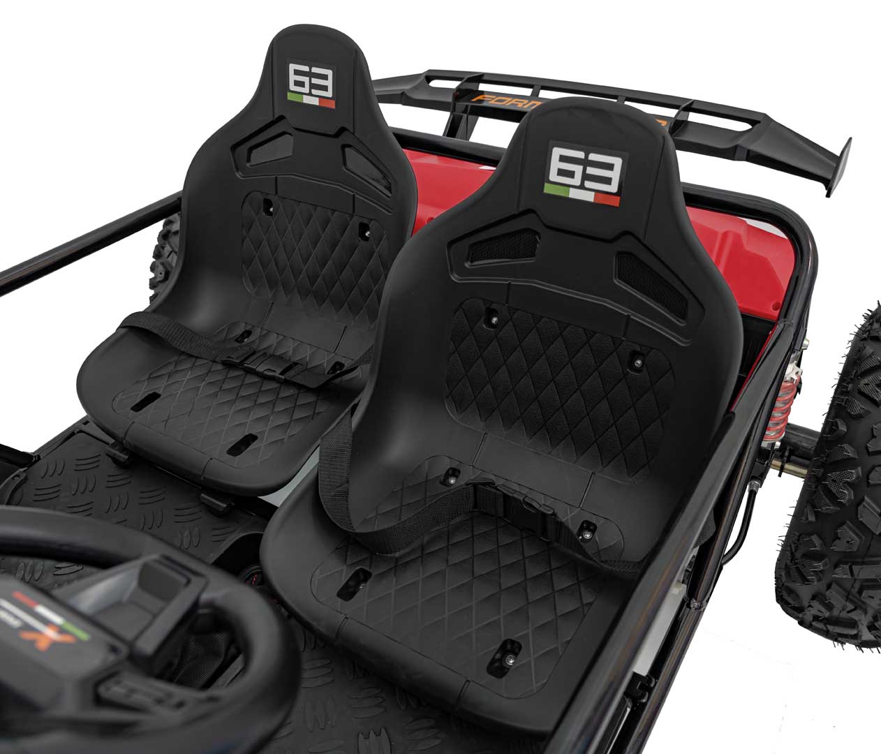 UTV electric pentru copii 8-15 ani cu 2 locuri 48V 800W Buggy GENERAL XXL cu viteza max 25km/h (2358) Rosu - Autokids.ro - imagine 2