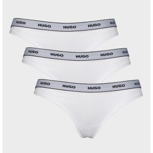 Set de chiloti tanga cu logo - 3 perechi - Alb