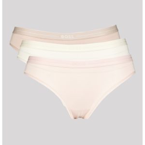 Set de chiloti din amestec de bumbac - 3 perechi - Alb/Maro taupe deschis/Roz pal