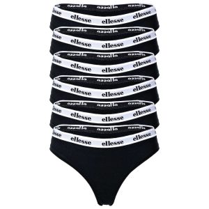 Set de chiloti tanga cu banda logo in talie Hillar - 6 perechi - Negru