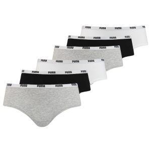 Set de chiloti hipster - 6 perechi - Alb/Negru/Gri
