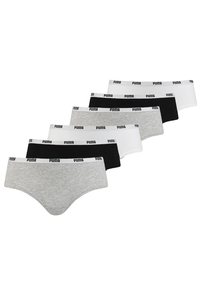 Set de chiloti hipster - 6 perechi - Alb/Negru/Gri