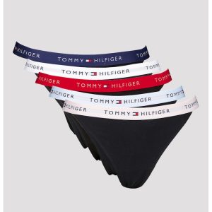 Set de chiloti tanga din amestec de bumbac - 5 perechi - Negru