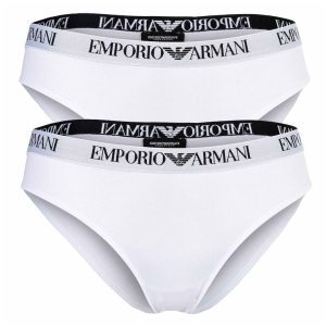 Emporio Arman - Set de chiloti cu banda logo in talie - 2 piese - Alb