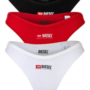 Set de chiloti tanga cu logo - 3 perechi - Rosu/Alb/Negru