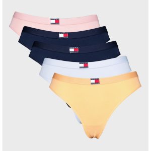 Set de chiloti tanga cu logo - 5 perechi - Multicolor