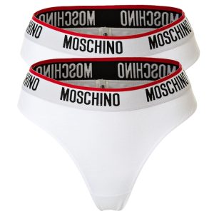 Set de chiloti brazilieni din amestec de bumbac - 2 perechi - Alb