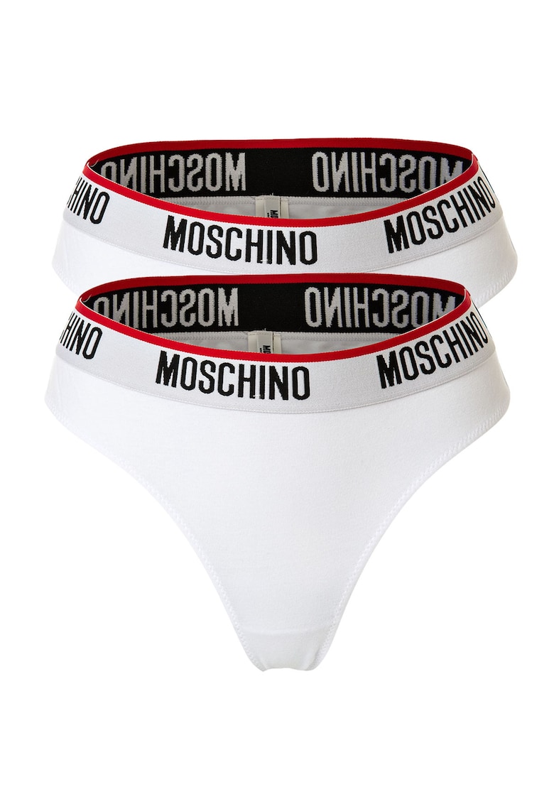 Set de chiloti brazilieni din amestec de bumbac - 2 perechi - Alb