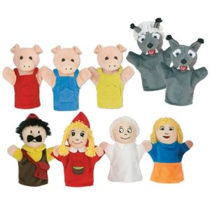 Set 8 papusi de mana Scufita rosie si Cei trei purcelusi