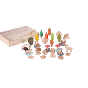 Set de 37 figurine din lemn pentru activitati educative Padurea