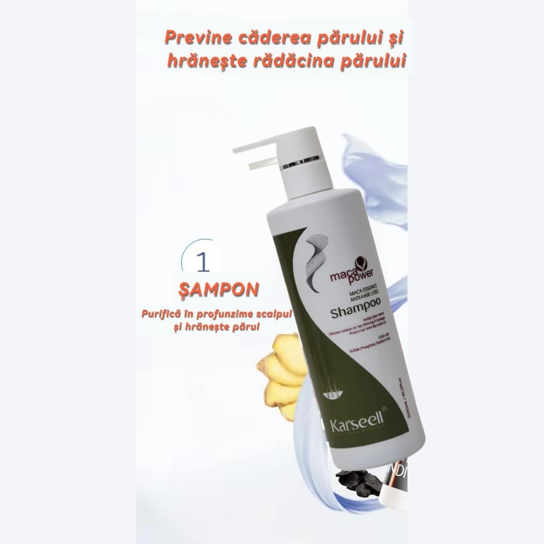 Reducere 43% - Set Îngrijire Completă pentru Bărbați Karseell – Șampon Anti-Cădere 500ml + Ulei Premium de Reparare a Părului 10 x Fiole + Ceară de Păr pentru Fixare și Strălucire 100g - imagine 2