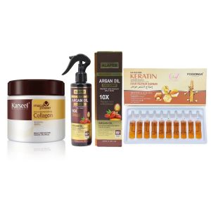 Set Karseell Argan Repair – Mască 500ml + Spray cu Ulei de Argan 250ml + Ulei Premium 10 Fiole Tratament Colagen