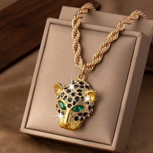 Colier elegant - cap de leopard