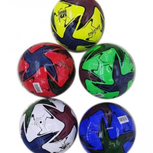 Minge de fotbal colorata din piele ecologica lucioasa diametrul 21 cm