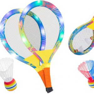 Set rachete iluminate de tenis cu minge si fluturas